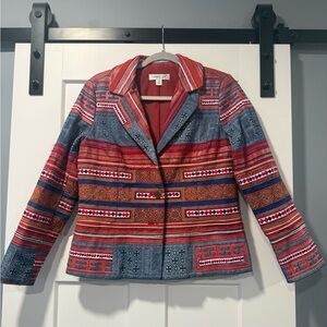 Vintage Coldwater Creek Multicolor Patterned Blazer Ladies Size 6 Petite